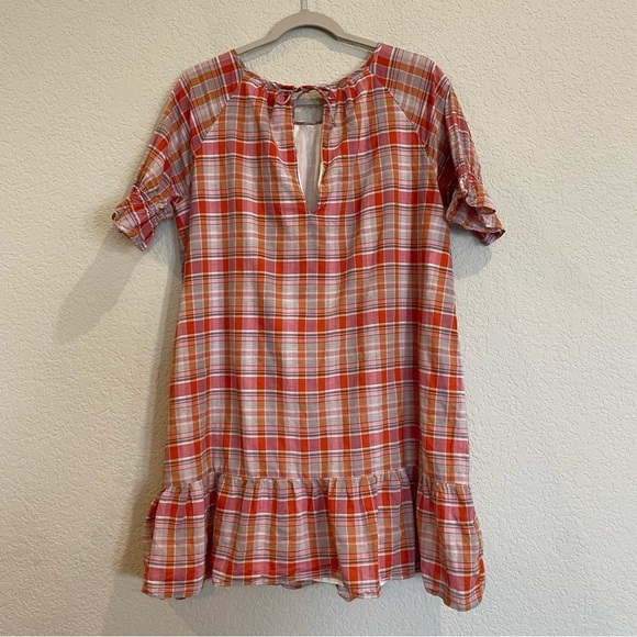 Madewell Plaid Ruffle Sleeve Popover Mini Dress - Picture 7 of 10